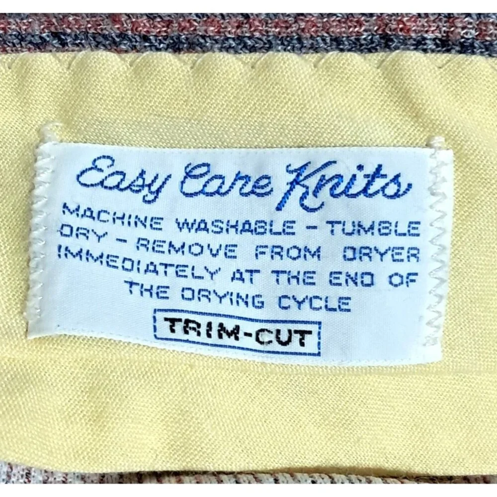 Vintage Red Blue Striped Knit Flare Pants With Pockets W 34 in Unisex Trim-Cut 7